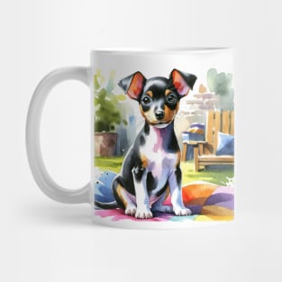 Watercolor Rat Terrier Puppies - Cute Puppy Mug